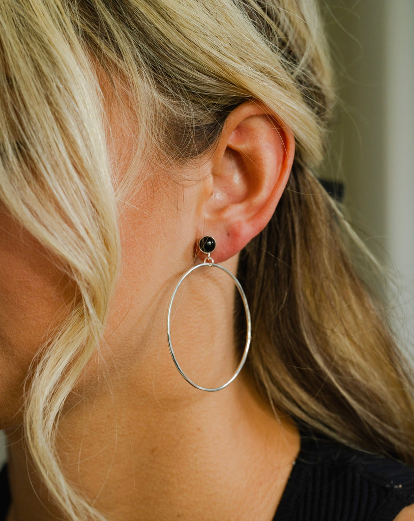 Gemstone Stud Drop Earrings in Sterling Silver - Choose Your Gemstone