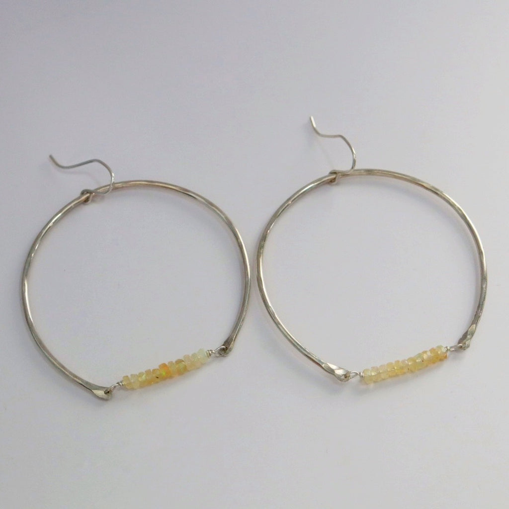 Sterling silver and opal statement earrings