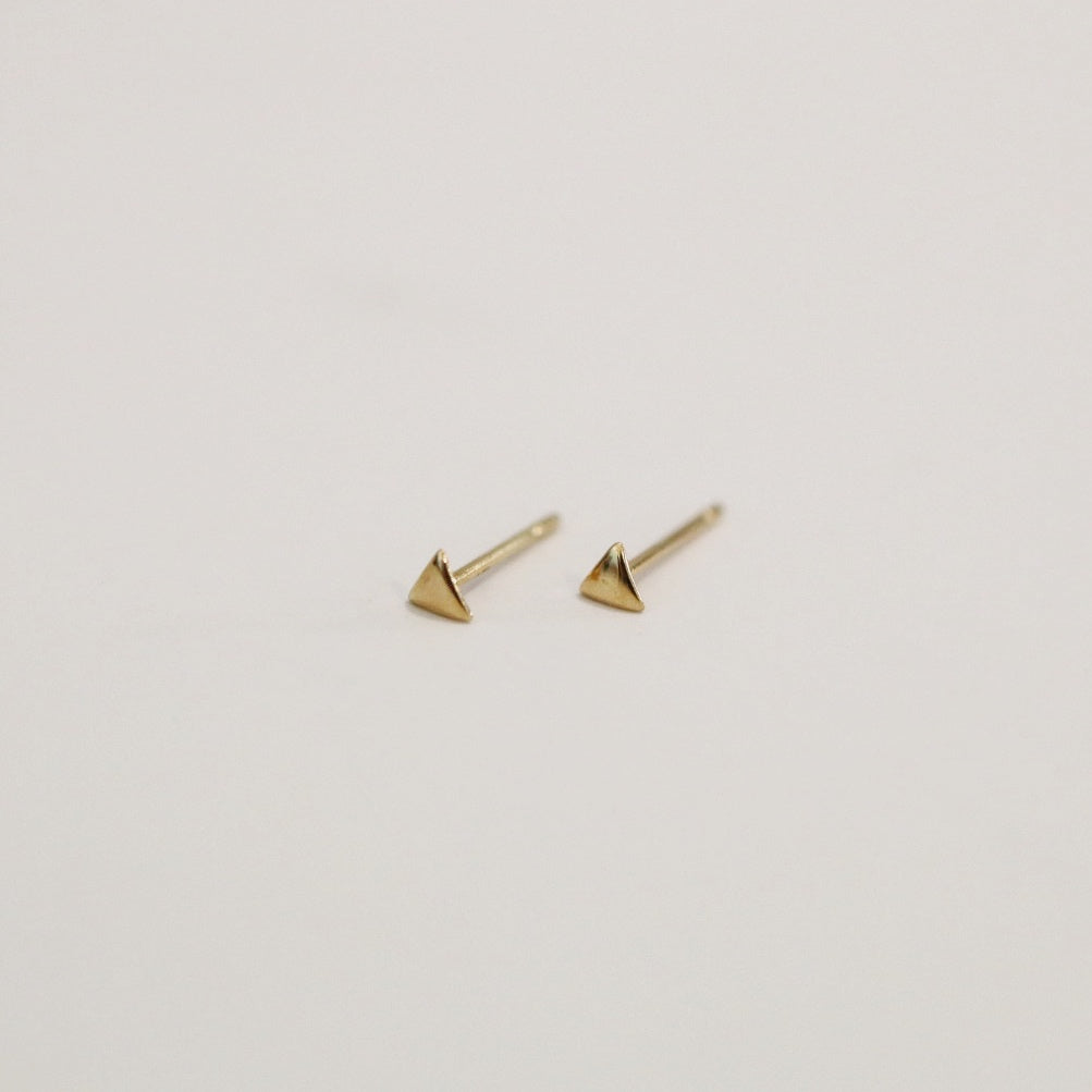 Tiny gold triangle stud earrings