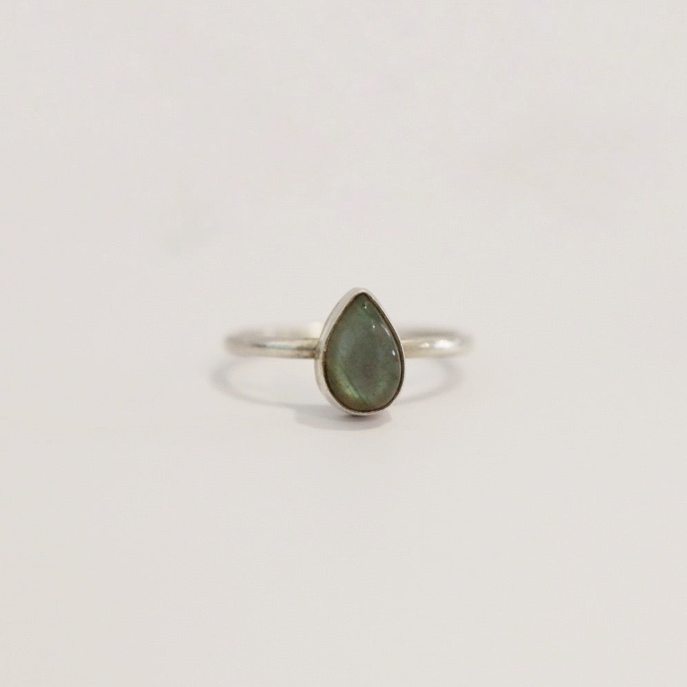 labradorite gemstone stacking ring in sterling silver
