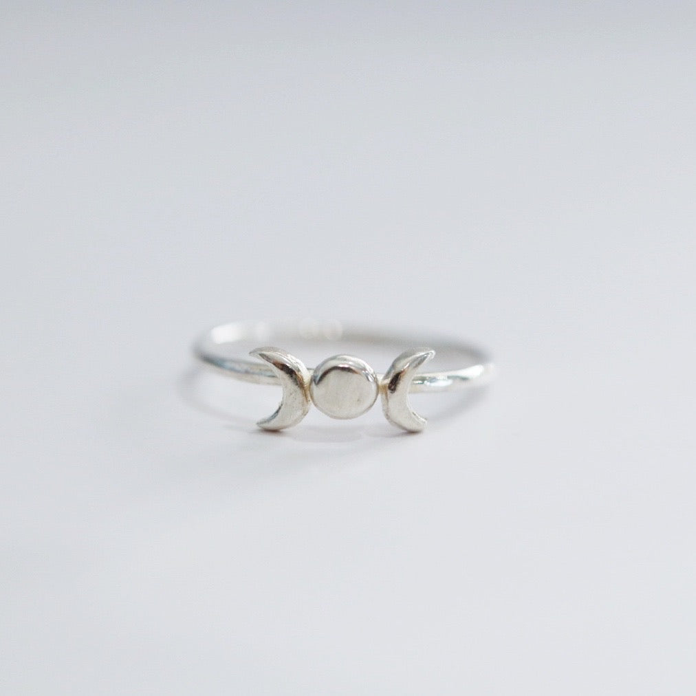 Moon phase stacking ring in sterling silver