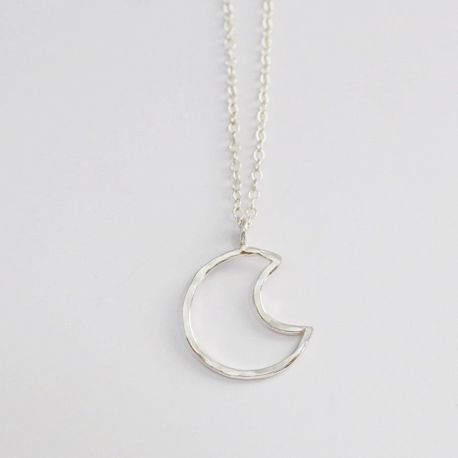 Open Moon Necklace in Sterling Silver / Ready to Ship