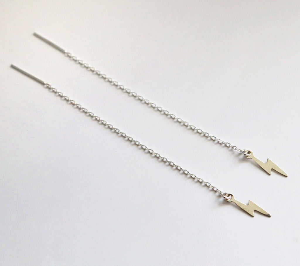 Lightning Bolt Threader Earrings - Choose Your Metal