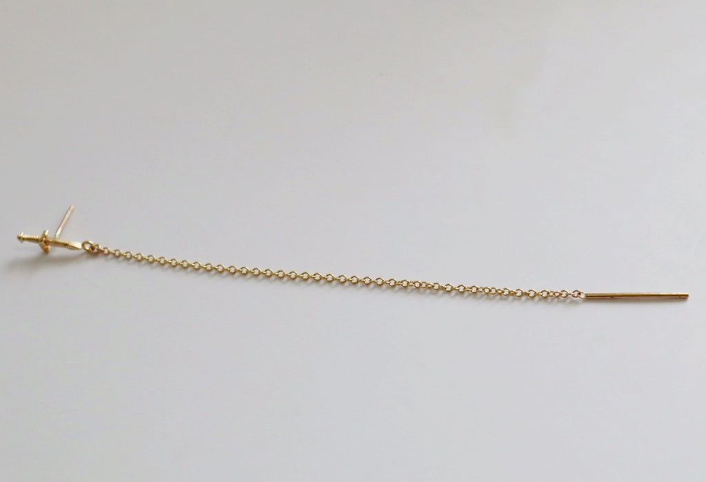 Sword Stud Threader Earring in 14 Karat Yellow Gold / SINGLE EARRING / READY TO SHIP