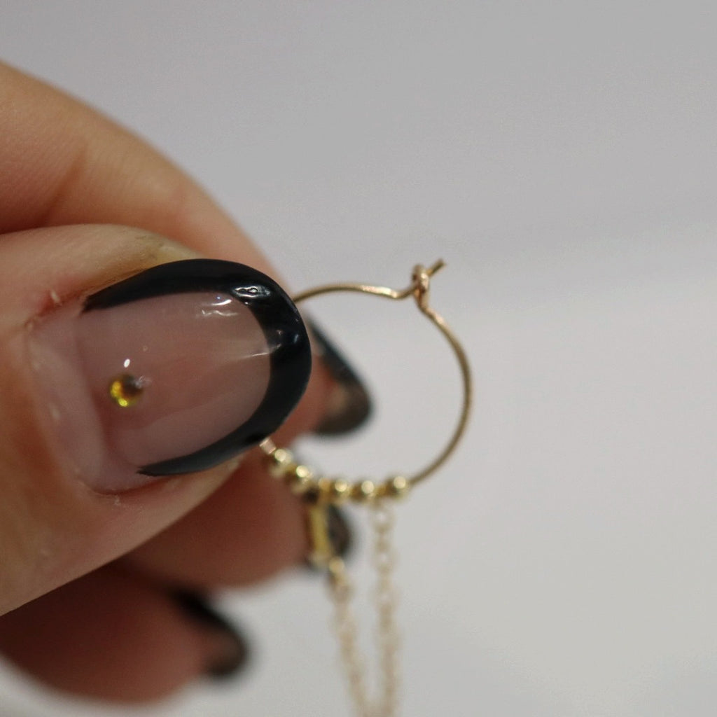 Gemstone and Chain Drop Earrings in 14 Karat Gold Fill / READY TO SHIP