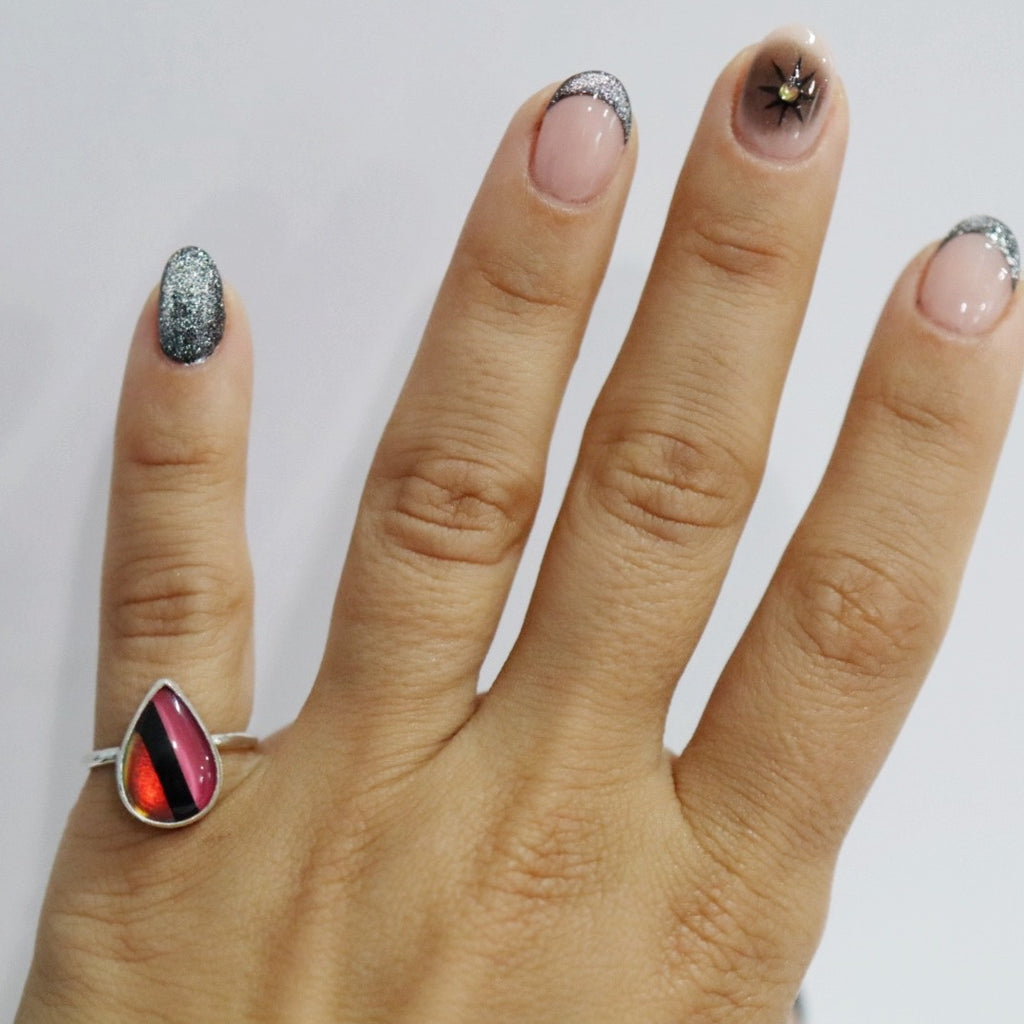 Teardrop Mosaic Ring in Sterling Silver / Ready to Ship Size 6