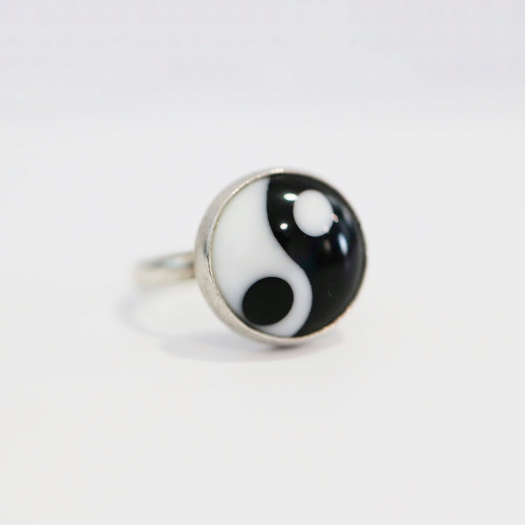 Black and White Peace Sign Ring / made to order