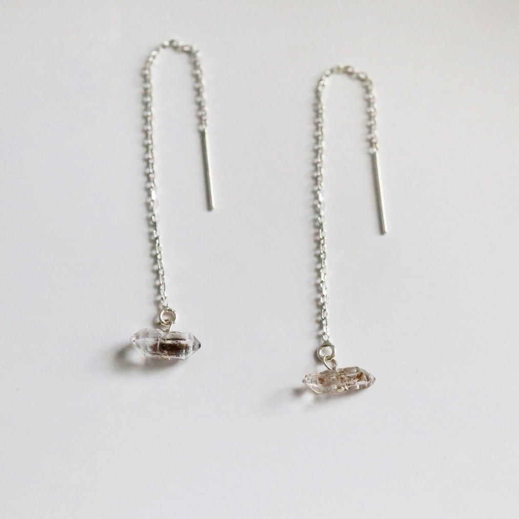 Quartz GemstoneThreader Earrings - Choose your Metal