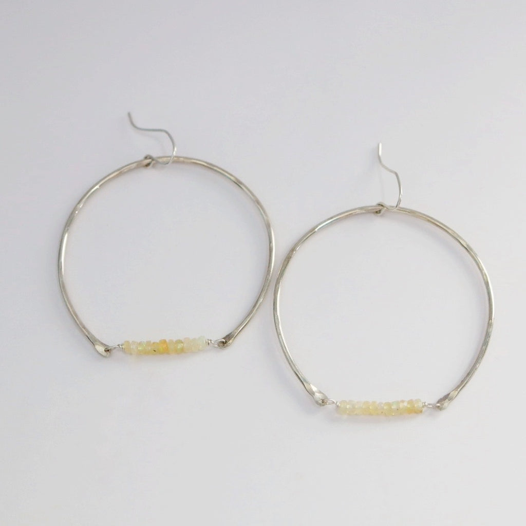 Opal Crescent Statement Earrings in Sterling Silver / Ready to Ship