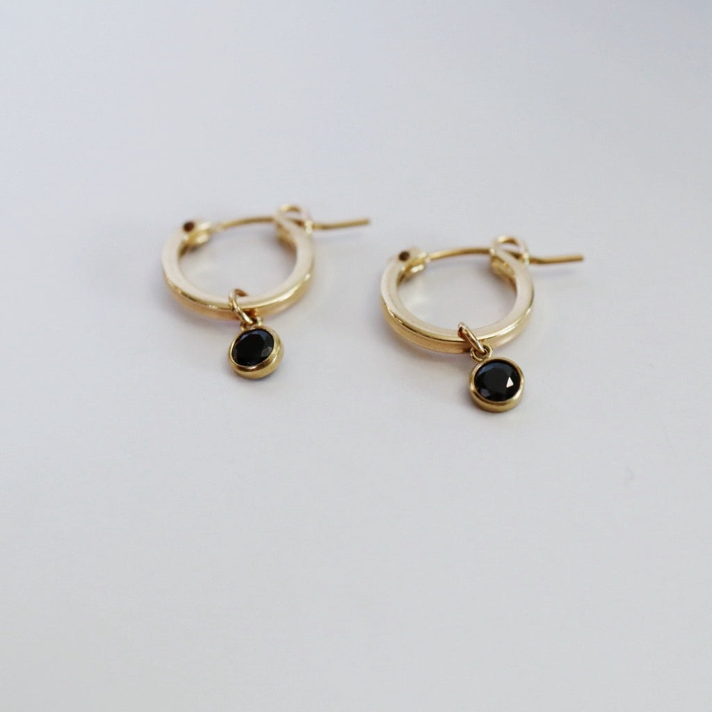 Gemstone cz hoop earrings in gold
