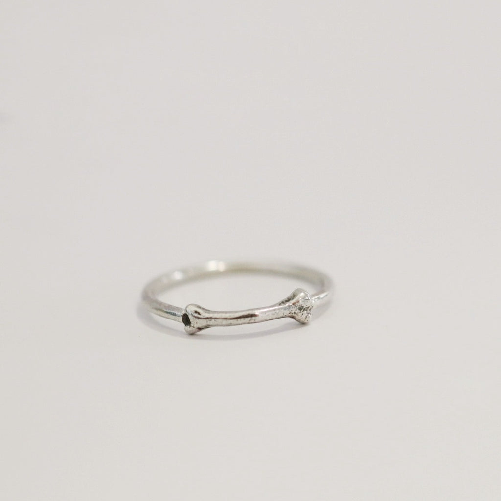 Bone stacking ring in sterling silver