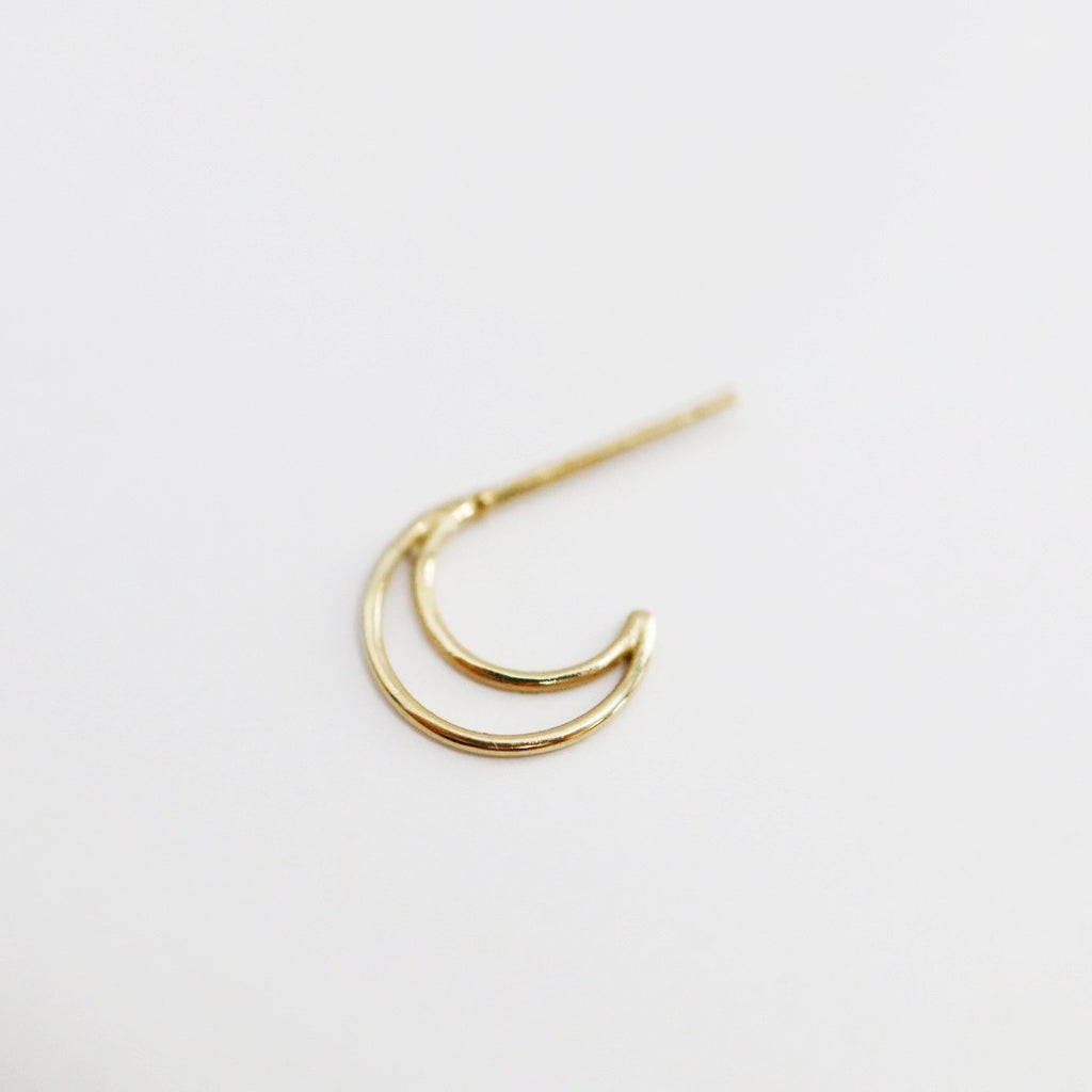 Tiny Moon POP Hoop Earrings in 14 Karat Yellow Gold /SINGLE EARRING / ready to ship