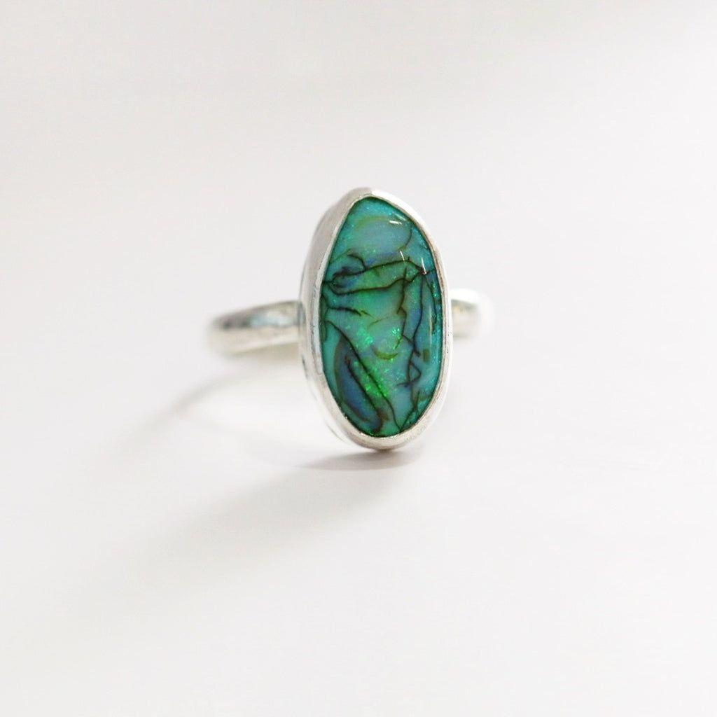 Opal and Sterling Silver Gemstone Ring / Ready to ship size 6