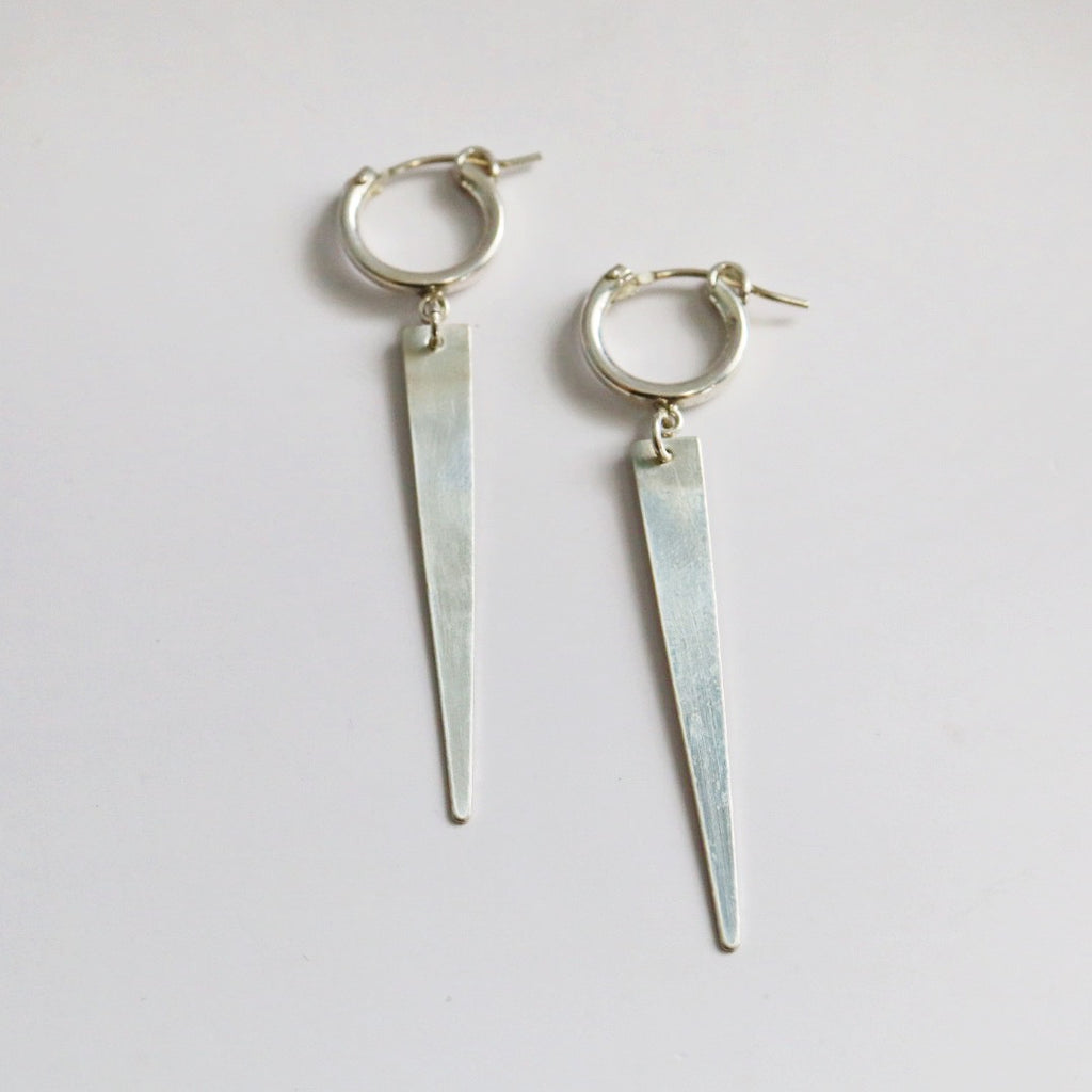 Large spike hoop earrings in sterling silver