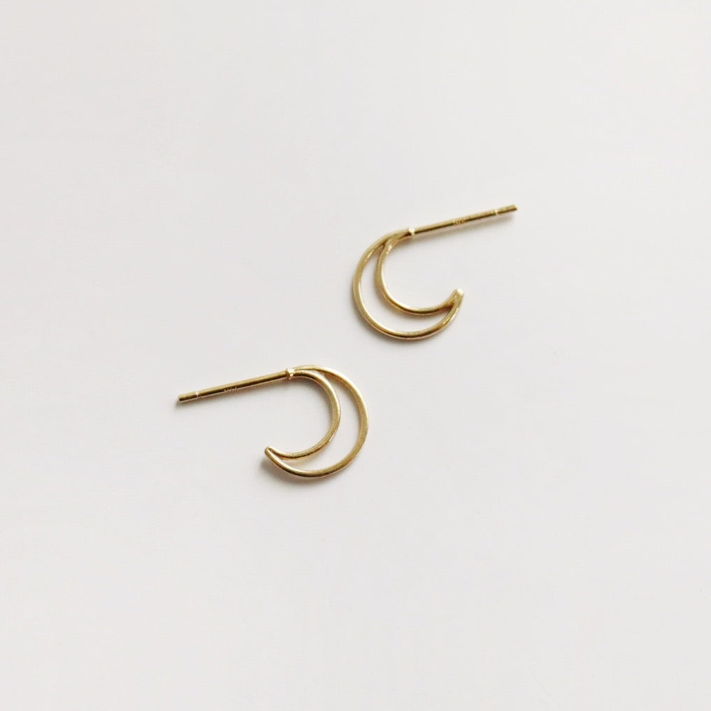 Tiny Moon POP Hoop Earrings in 14 Karat Yellow Gold / ready to ship