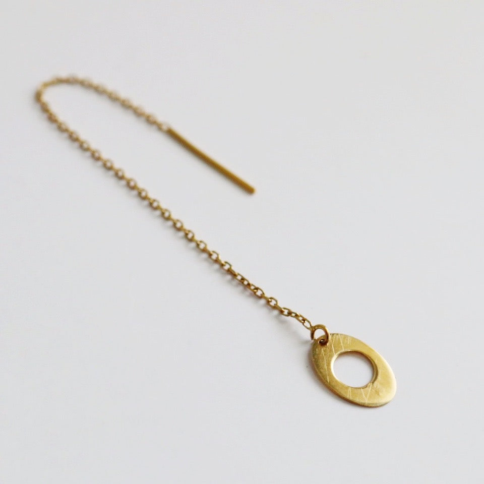 Gold oval earring threader / single earring