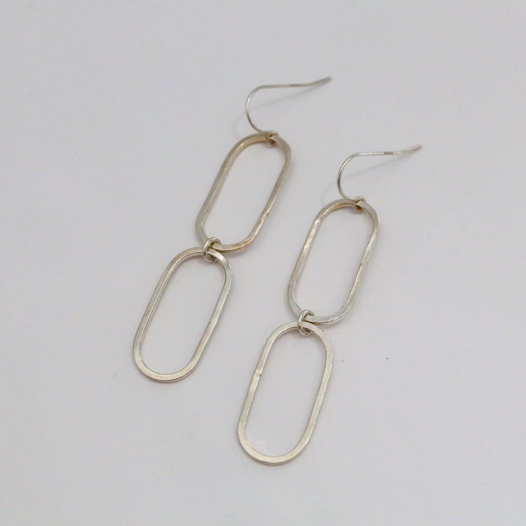 Large Double Link Earrings in Sterling Silver - Ready to ship