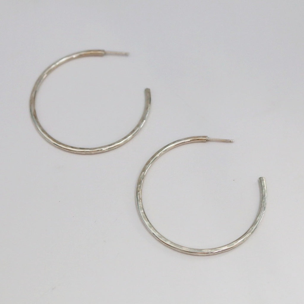 Hammered Hoop Earrings in Sterling Silver - Choose your Size