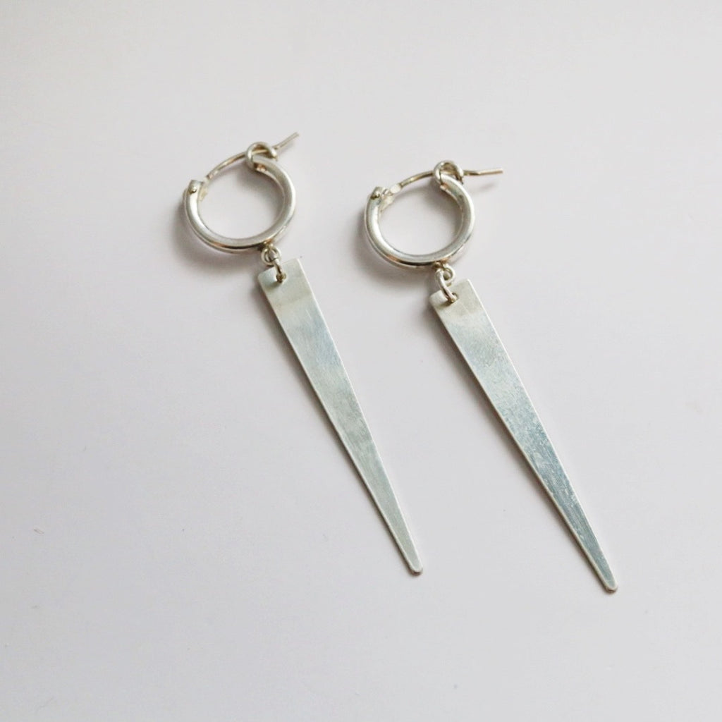 Large Spike Hoop Earrings in Sterling Silver / Ready to Ship