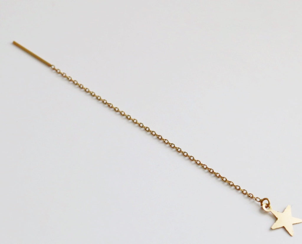 Star Threader Earring in 14 karat Yellow Gold / SINGLE EARRING / READY TO SHIP