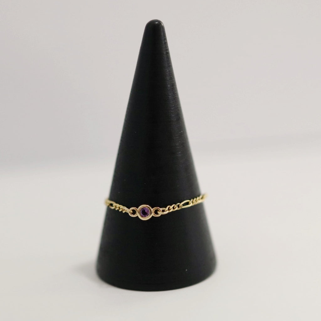 Amethyst and chain ring in  14 Karat Yellow Gold / Ready to Ship size 10.5 (can be made smaller)