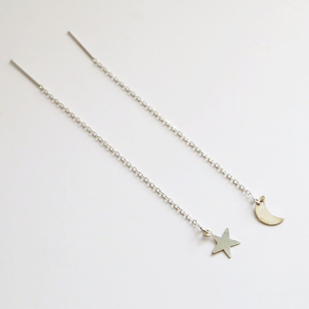 Moon and Star Earring Threaders - Choose Your Metal