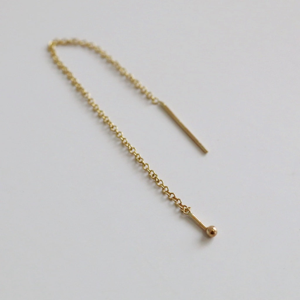 Extra Long Threader Earring in 14 Karat Yellow Gold / SINGLE EARRING / ready to ship