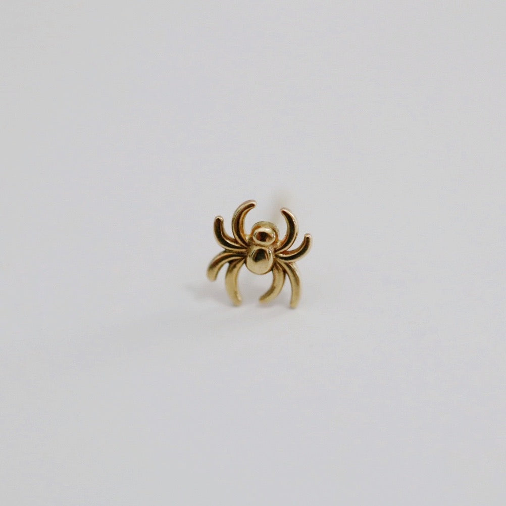 Tiny Gold Spider Stud Earring in 14 karat Yellow Gold / SINGLE EARRING / Ready to Ship