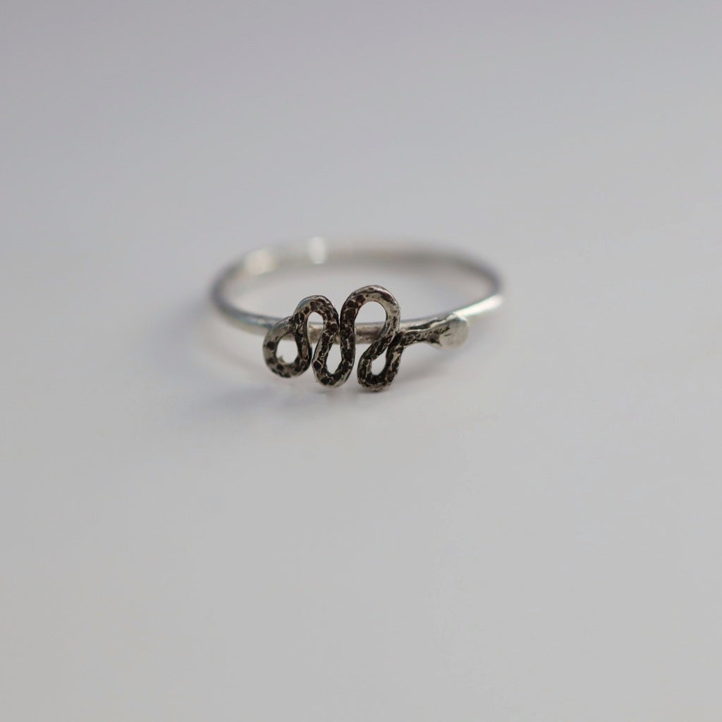 oxidized Snake Stacking Ring in Sterling Silver
