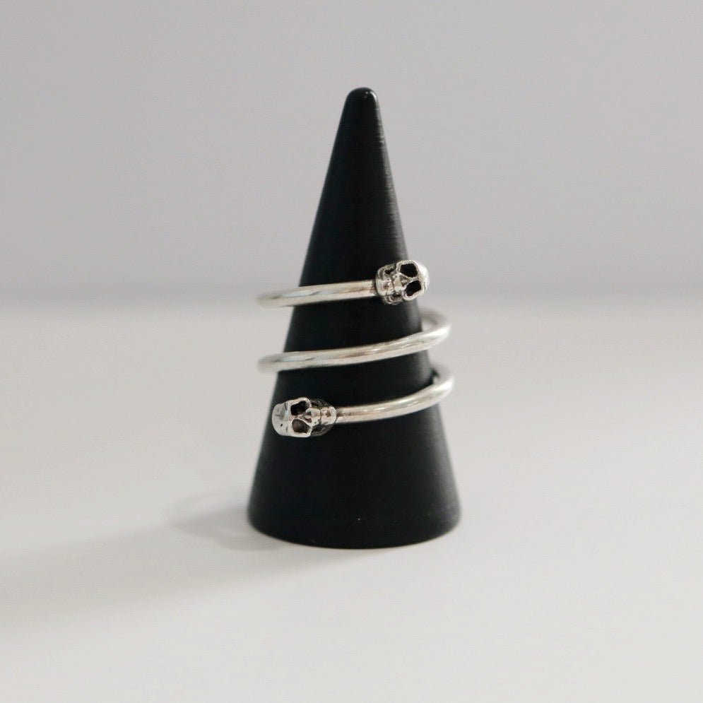 Skull Spiral Ring in Sterling Silver