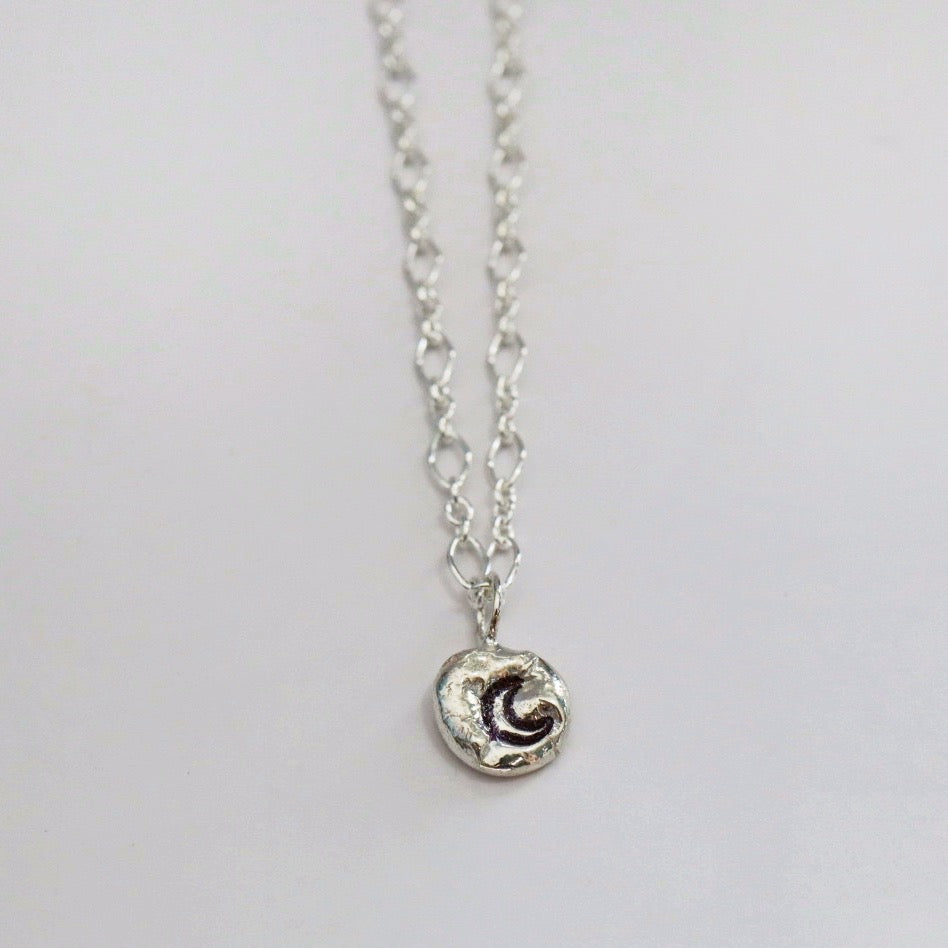 Celestial Stamped Sterling Silver Necklace with Moon / Ready to Ship