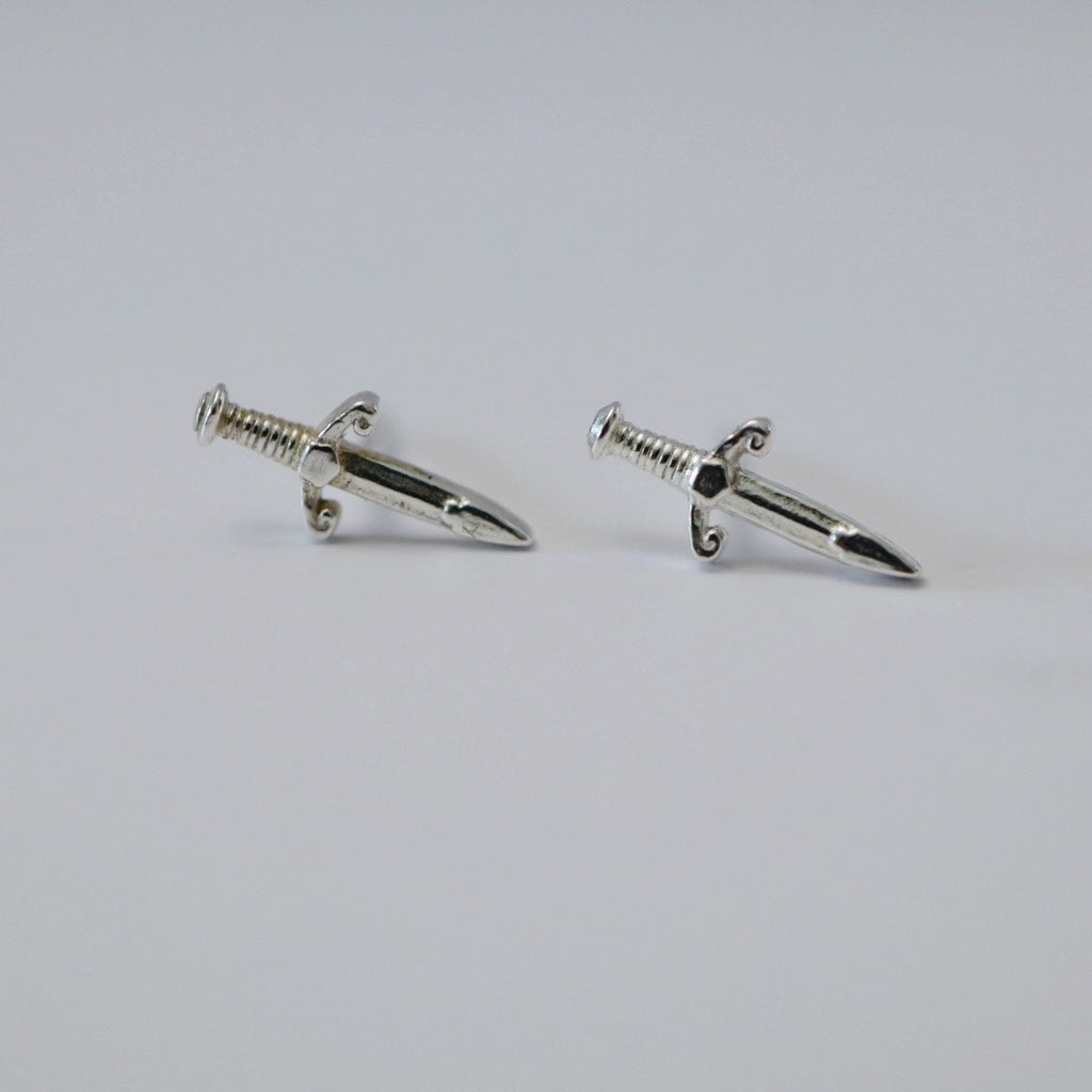 Mini Dagger Sword Stud Earrings in 14 Karat Yellow Gold / ready to ship
