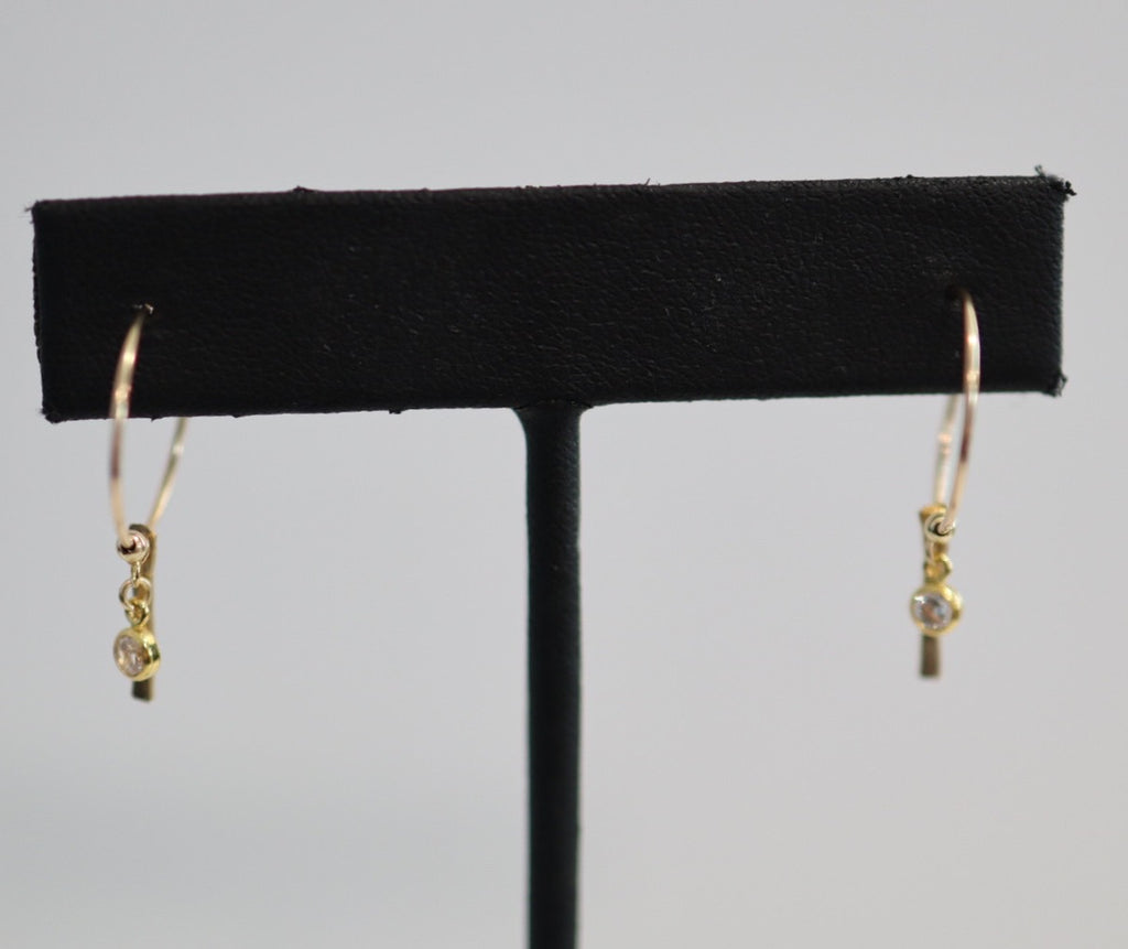Gemstone and Bar Hoop Earrings in 14 Karat Gold Fill