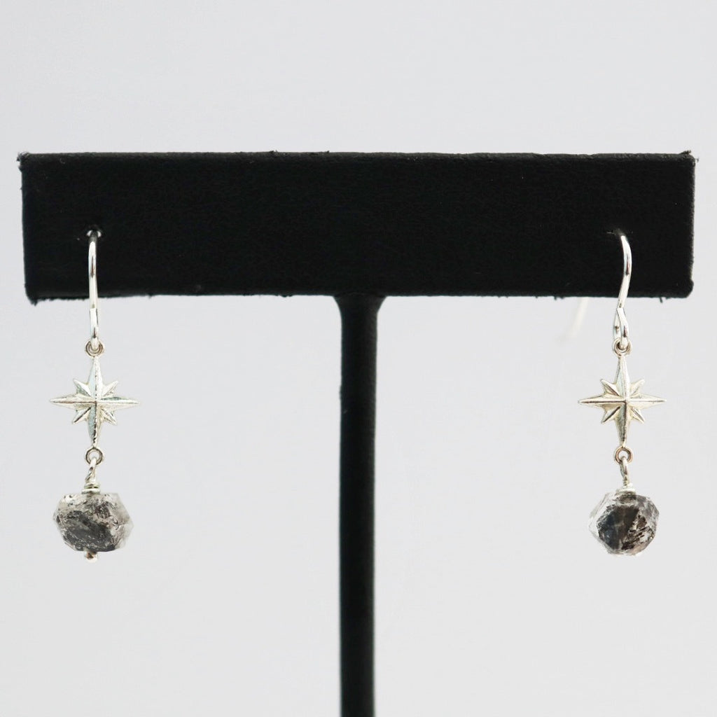 Starburst Quartz Drop Earrings in Sterling Silver/ Ready to Ship