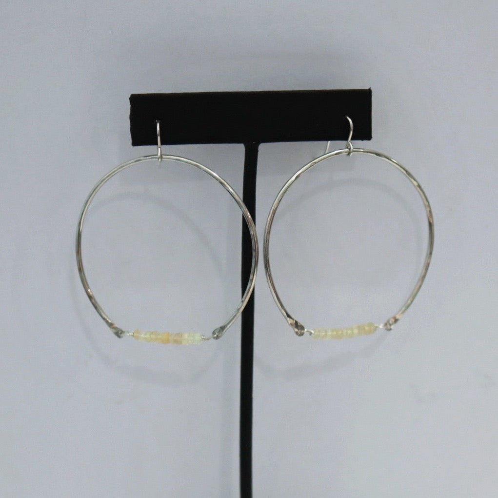 Opal Crescent Statement Earrings in Sterling Silver / Ready to Ship