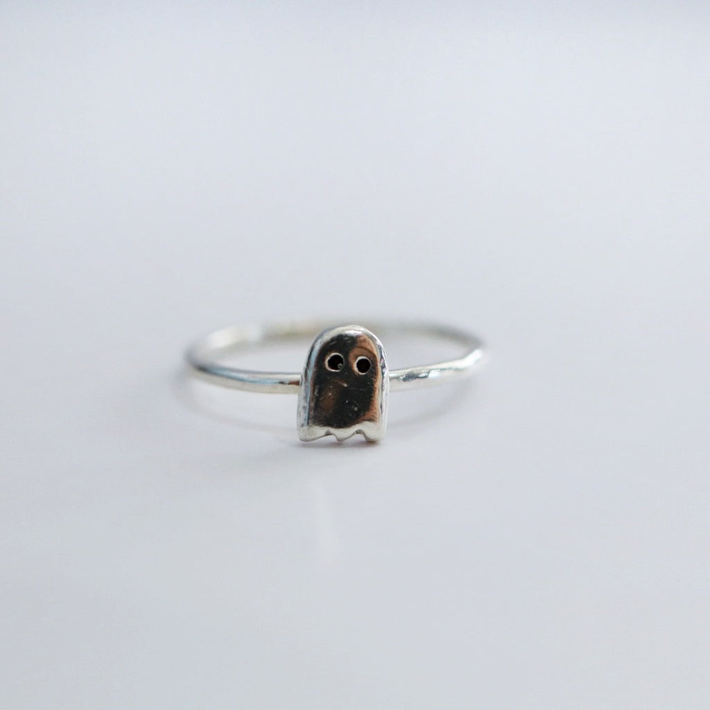 Tiny Ghost stacking ring in sterling silver