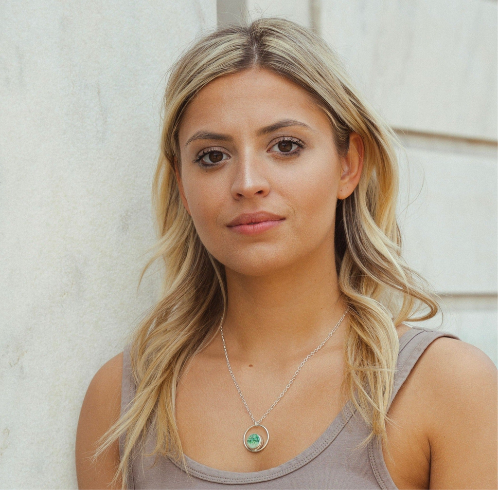 Opal Geometric Orbit Necklace in Sterling Silver / Ready to Ship