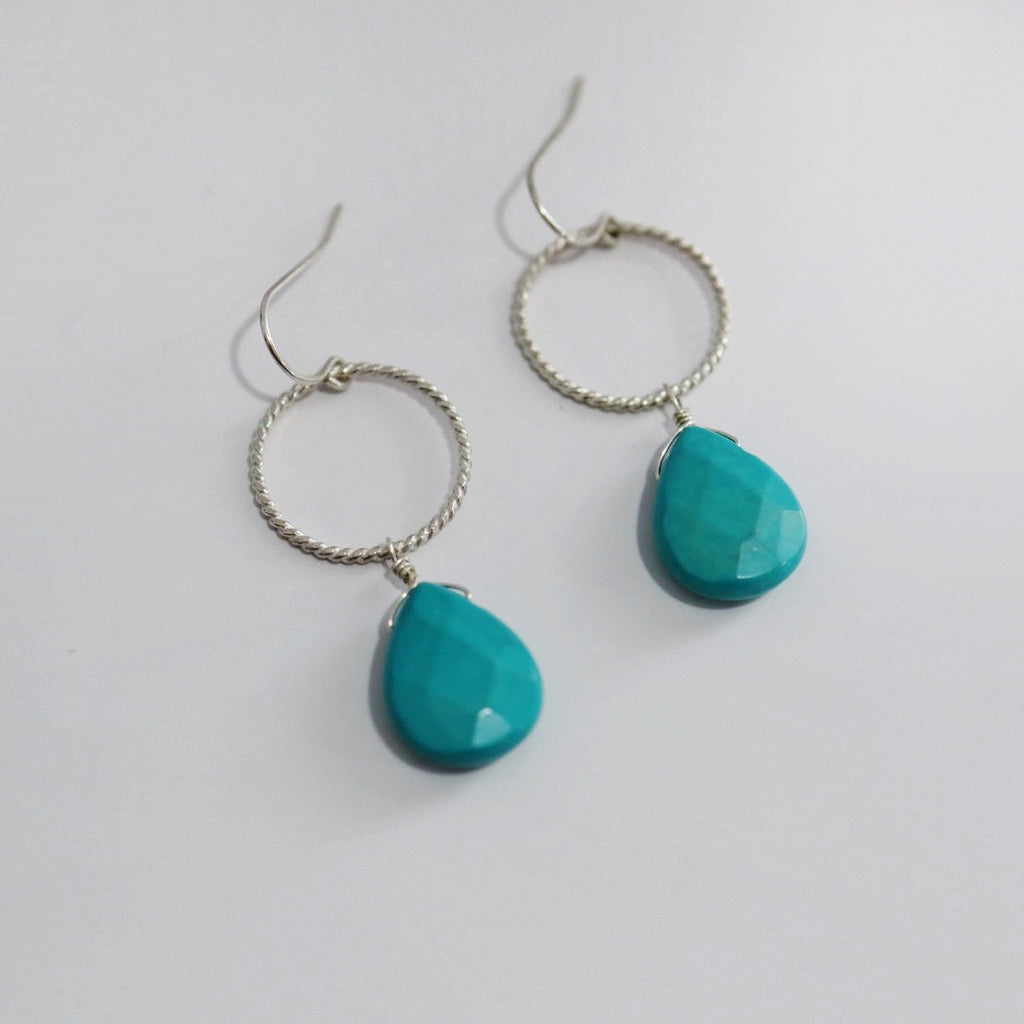 Turquoise and Sterling Silver Gemstone Drop Earrings / ready to ship