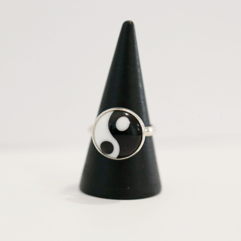 Black and White Peace Sign Ring / made to order