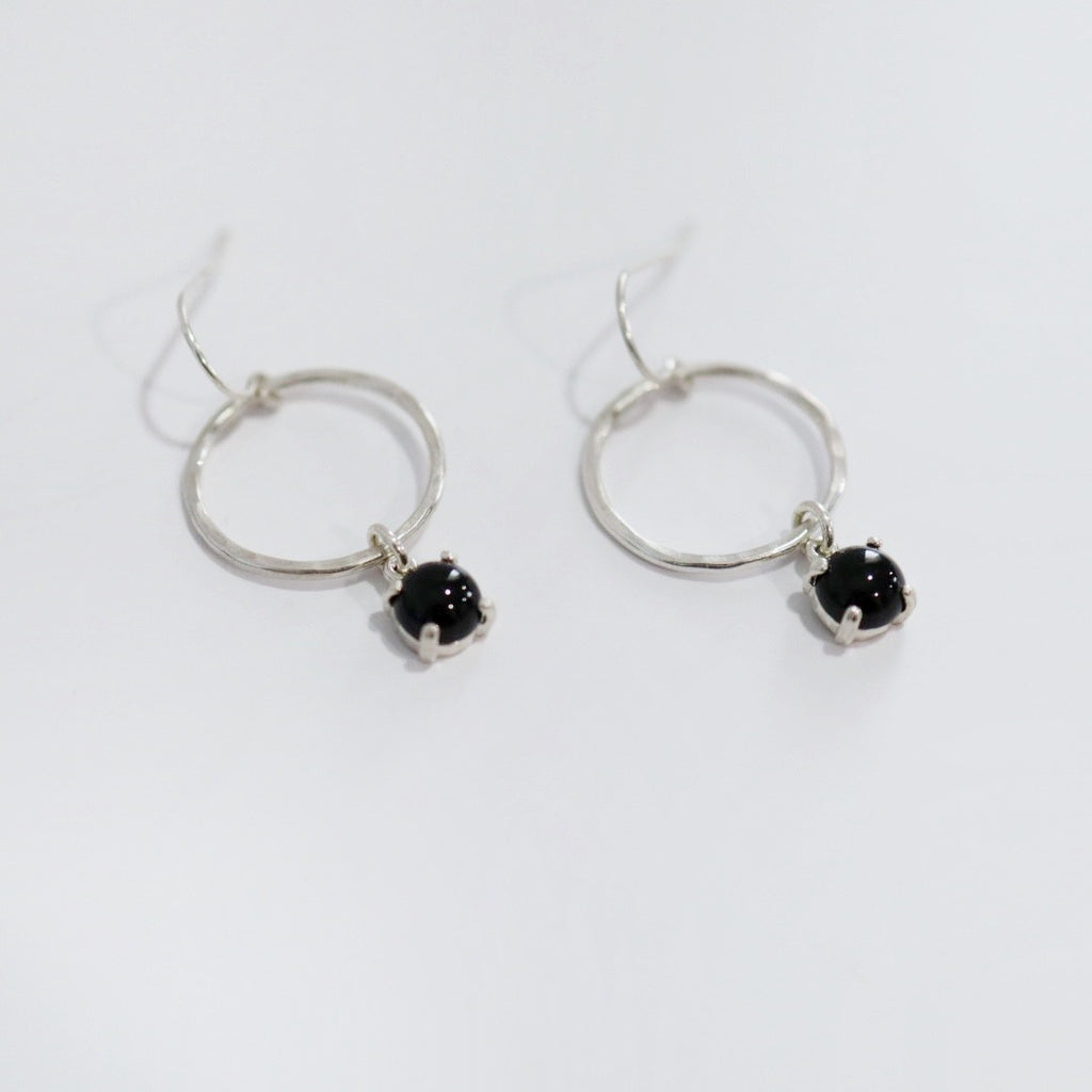 Onyx gemstone and sterling silver earrings