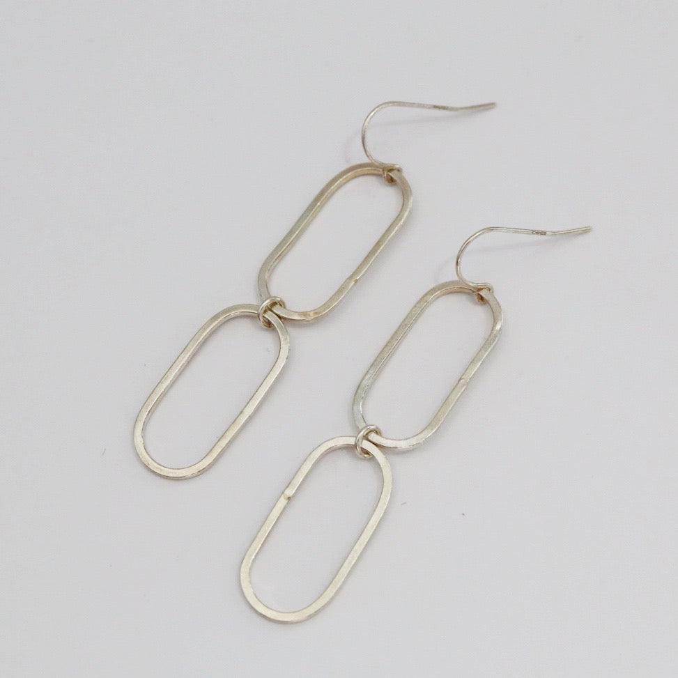 Large Double Link Earrings in Sterling Silver - Ready to ship