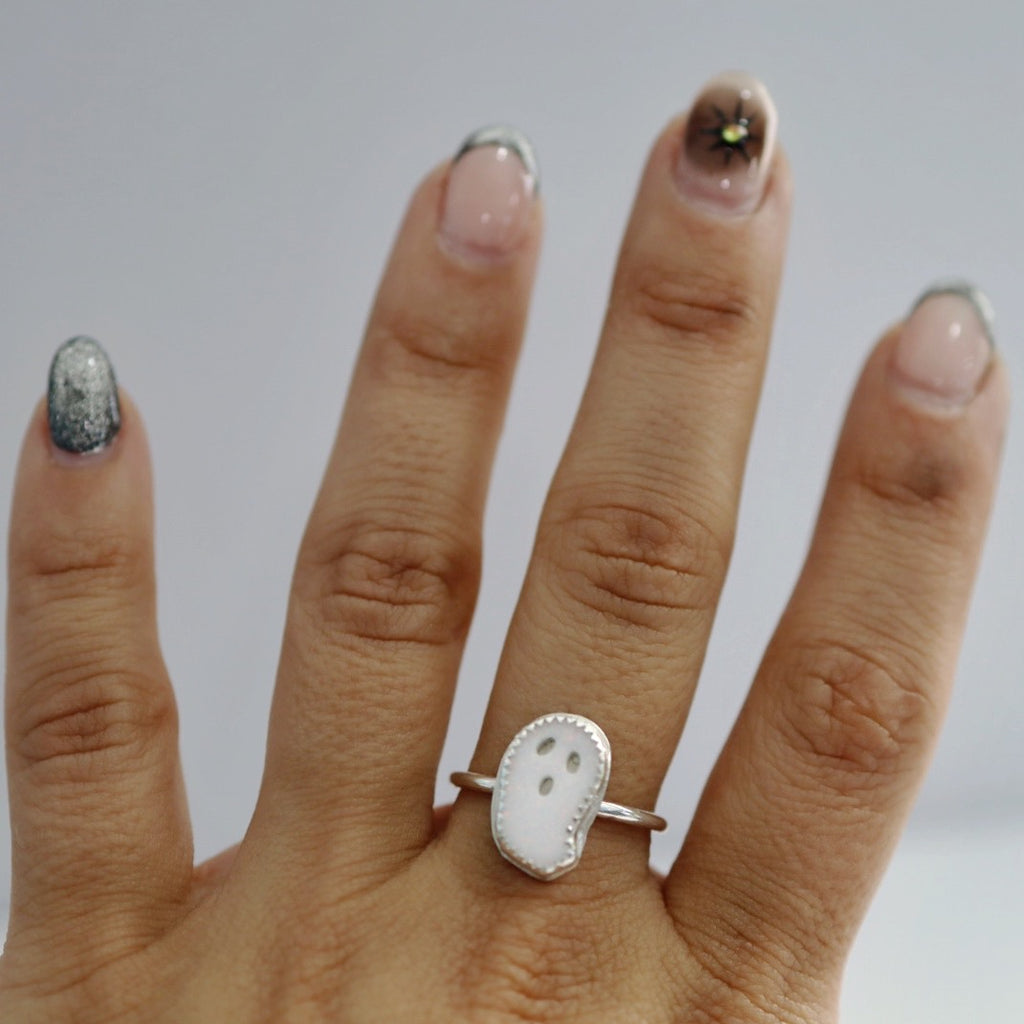 Opal Ghost Sterling Silver Stacking Ring