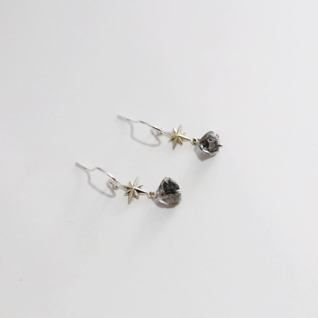 Starburst quartz drop earrings in sterling silver
