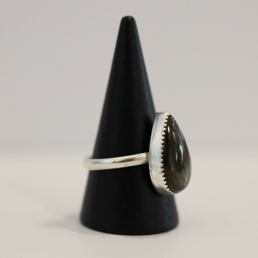 Statement Labradorite Gemstone Ring in Sterling Silver / Ready to ship Size 9