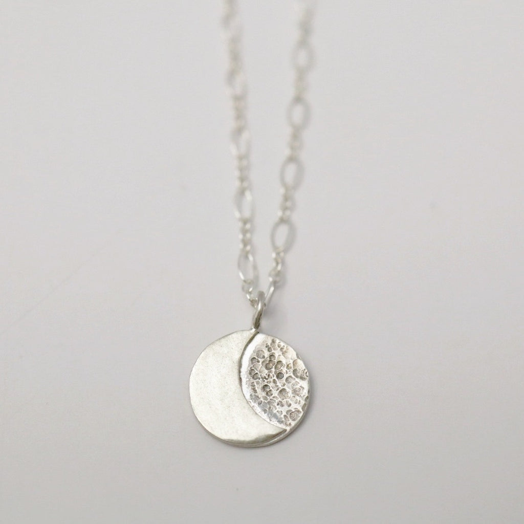 Full Moon Phase Necklace in Sterling Silver / Ready to Ship
