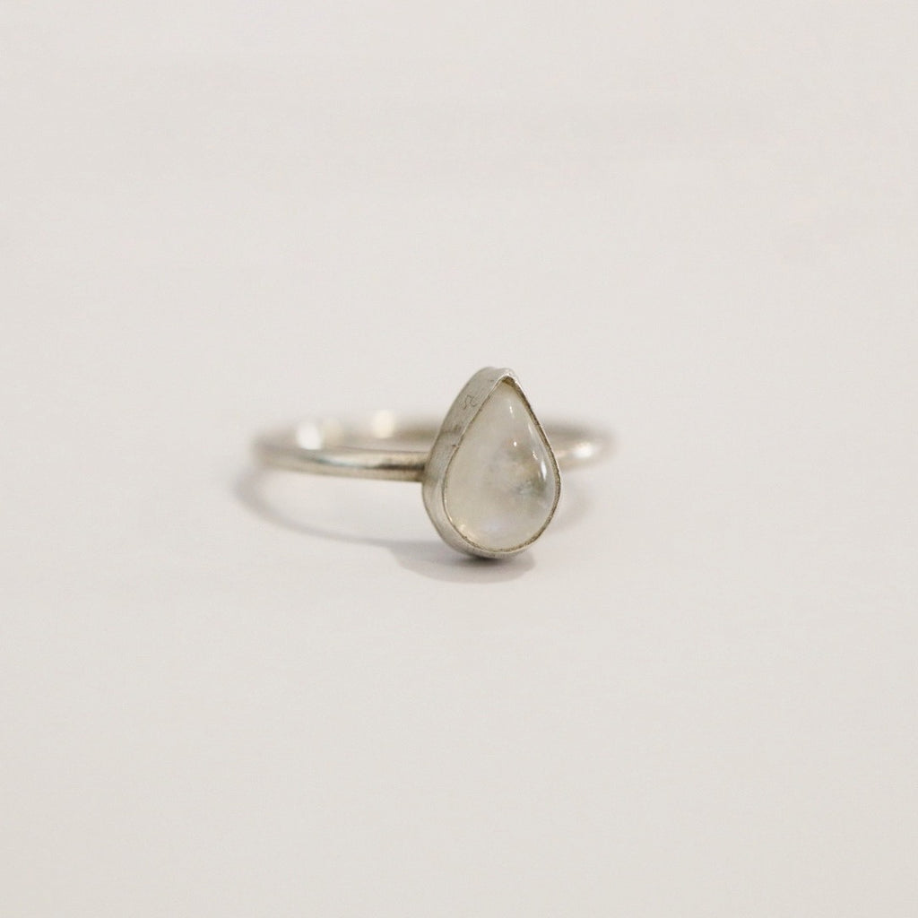 White Moonstone gemstone Stacking Ring in Sterling Silver / Ready to ship sizes 6 and 8