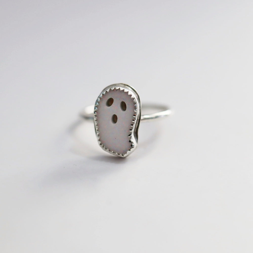 Opal Ghost Sterling Silver Stacking Ring