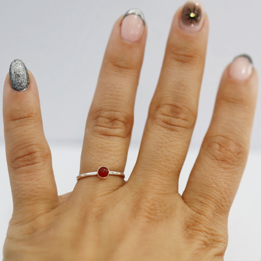 Carnelian Gemstone Stacking Ring in Sterling Silver