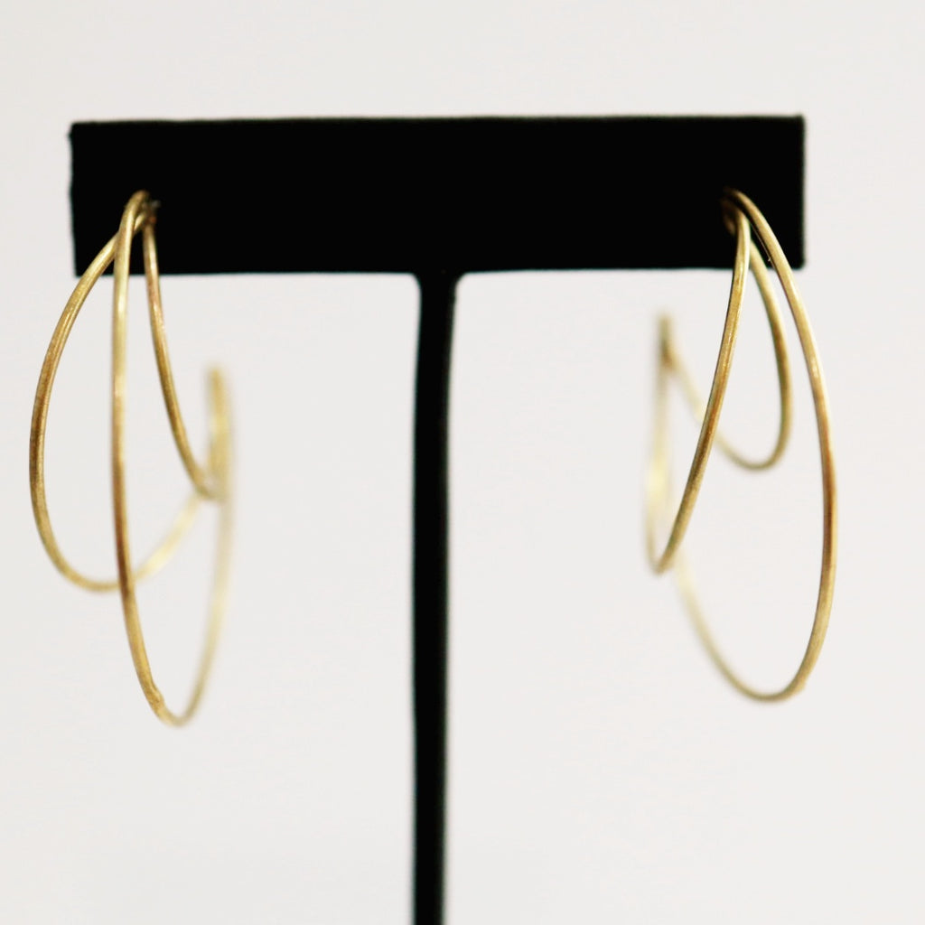Triple Frame Hoop Earrings - Choose Your Metal / Ready to ship in Brass