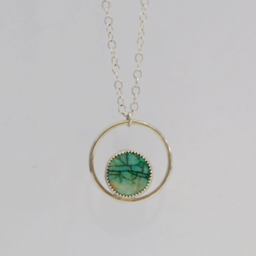 Opal Geometric Orbit Necklace in Sterling Silver / Ready to Ship